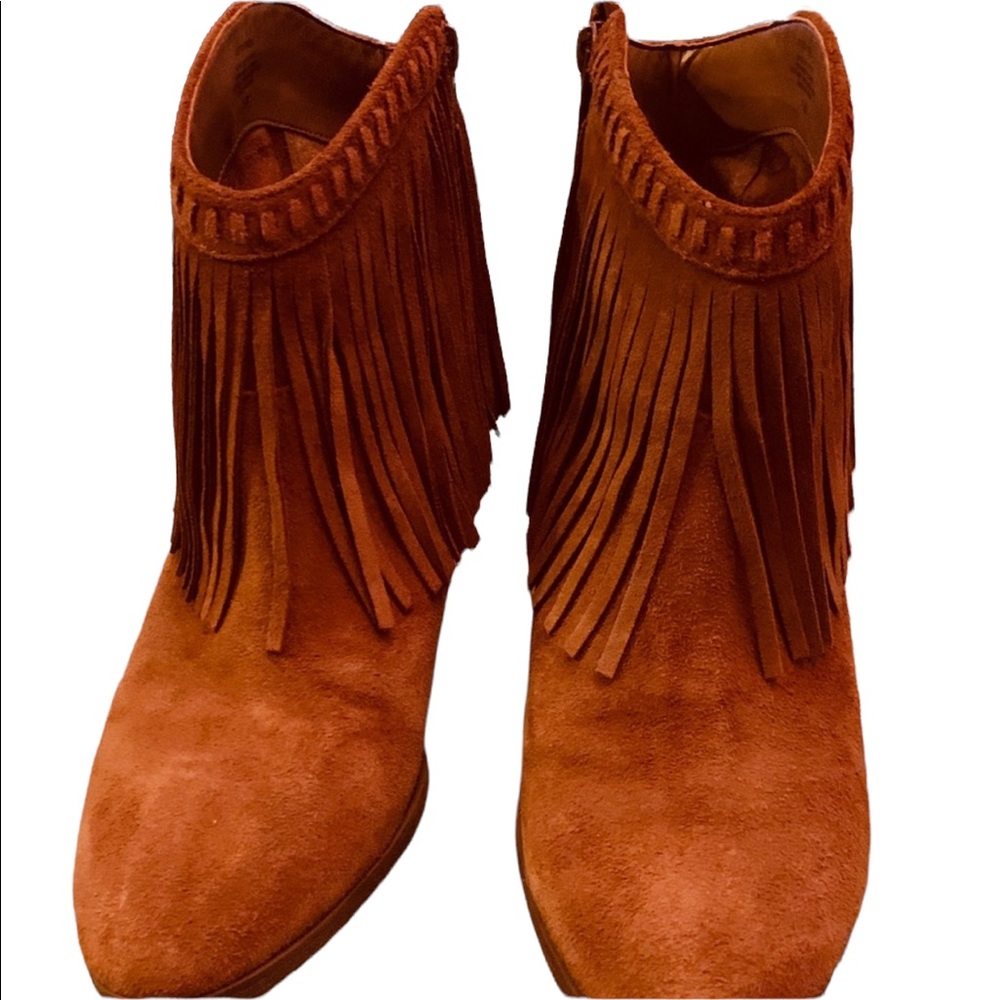 NEW, Gianni Bini, Brown Fringe, Ankle Booties, Size 10 - Picture 4 of 9